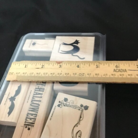 Stampin Up Autumn Apparitions Halloween Rubber Stamp Set Of 9 Cat Bat Pumpkin - Picture 8 of 8